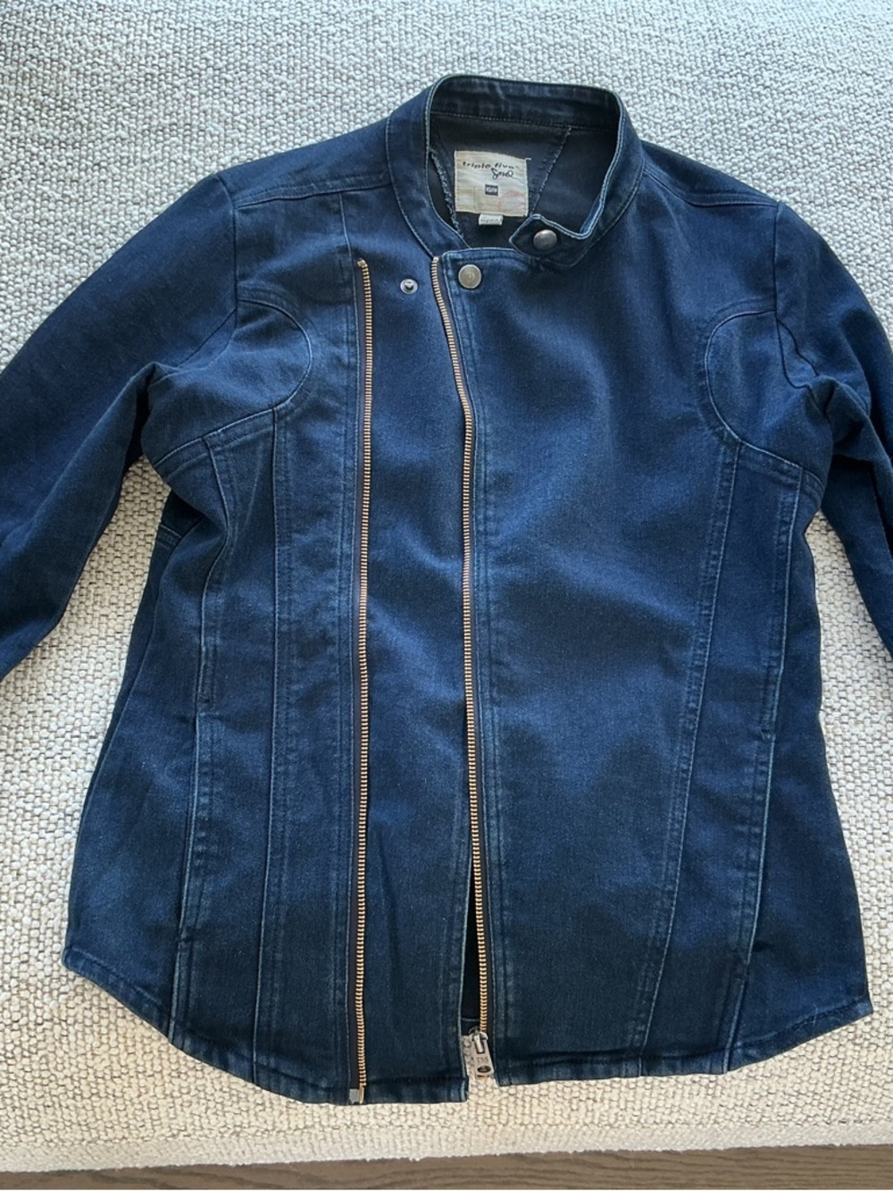 Triple Five Soul Women's Dark Blue Denim Moto Jacket